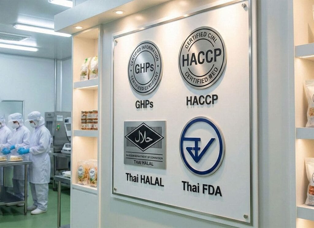 ป้ายมาตรฐานการผลิต GHPs HACCP HALAL FDA